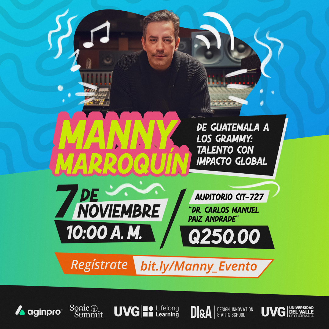 Manny Marroquín, productor musical ganador de múltiples Grammys, ofrecerá un conversatorio exclusivo en la UVG (Crédito: Cortesía)