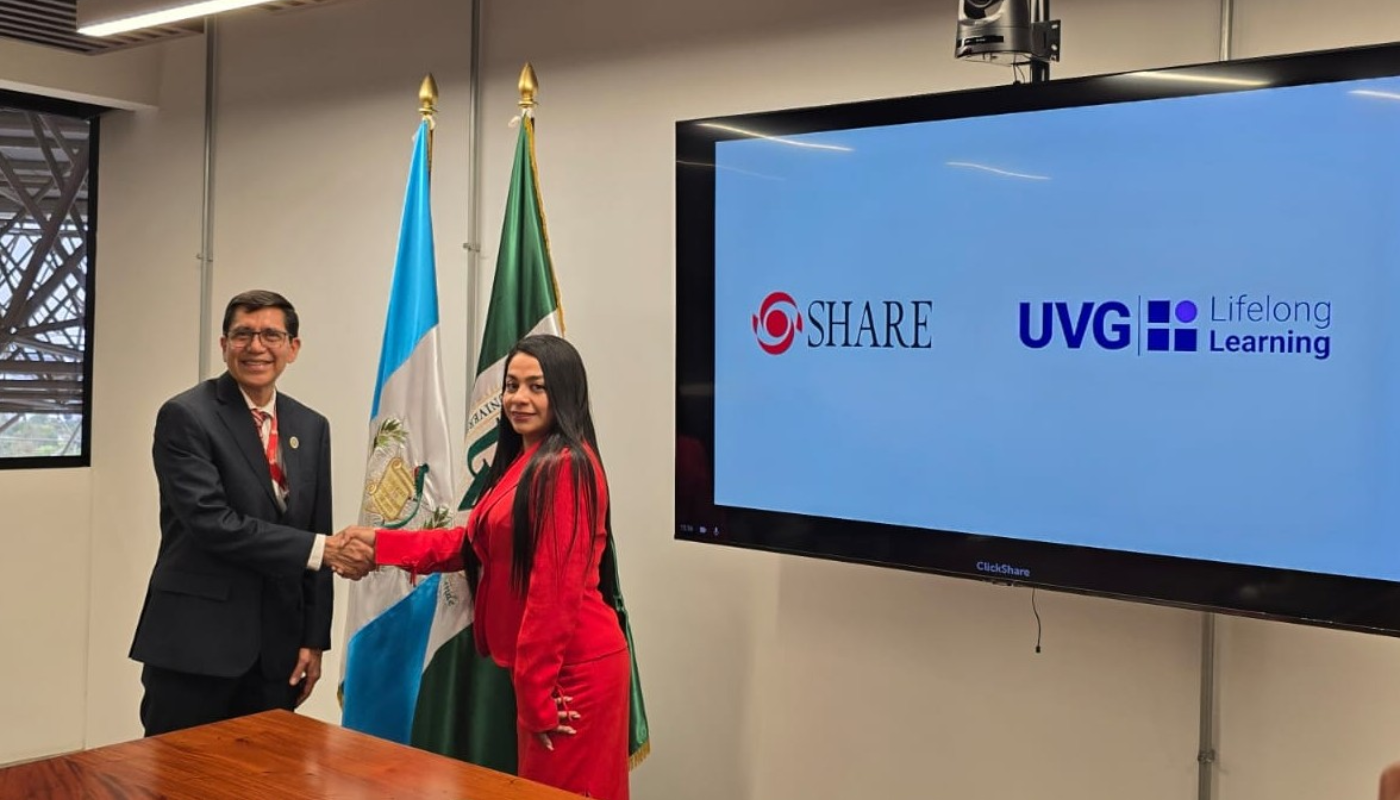 La alianza entre Grupo SHARE y la UVG busca ampliar oportunidades de formación y fortalecer el desarrollo profesional en Guatemala (Crédito: Cortesía)