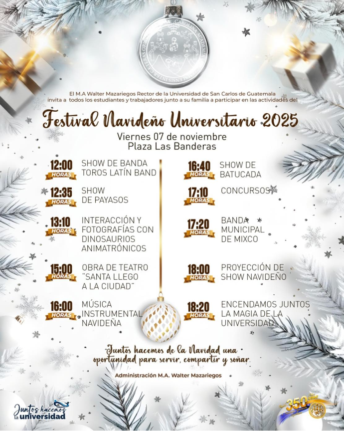 La USAC celebra la Navidad con su Festival Navideño Universitario 2025, lleno de música, arte y diversión (Crédito: Universidad de San Carlos de Guatemala)