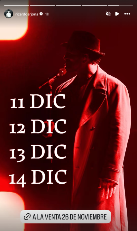 Arjona confirmó la fecha de venta para las nuevas funciones de su residencia en Guatemala, generando gran expectativa entre sus seguidores (Crédito: @ricardoarjona)