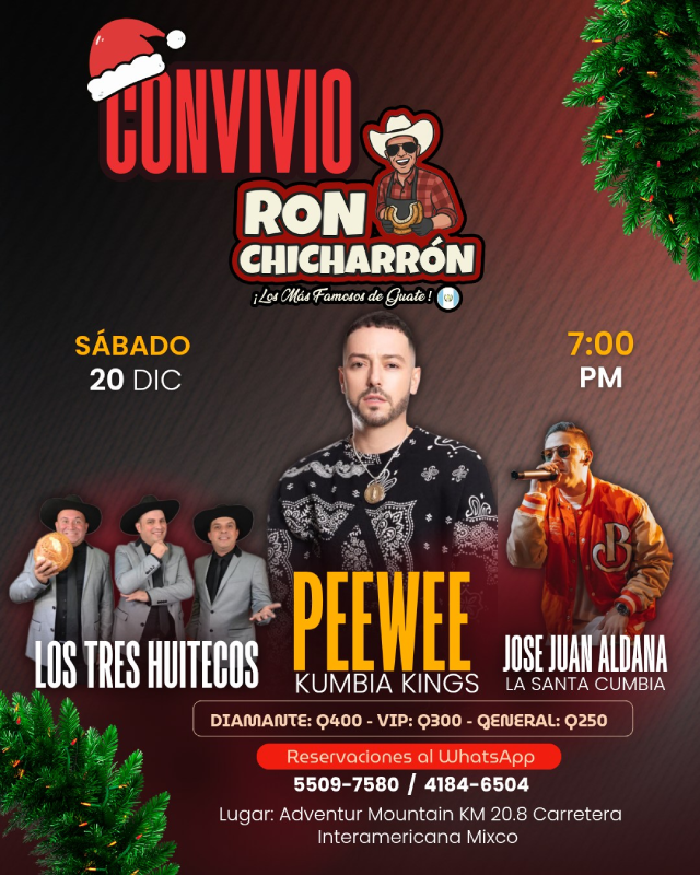 PeeWee se suma a un convivio que reunirá a varios artistas y promete una noche de música y ambiente en Guatemala (Crédito: @los.tres.huitecos)