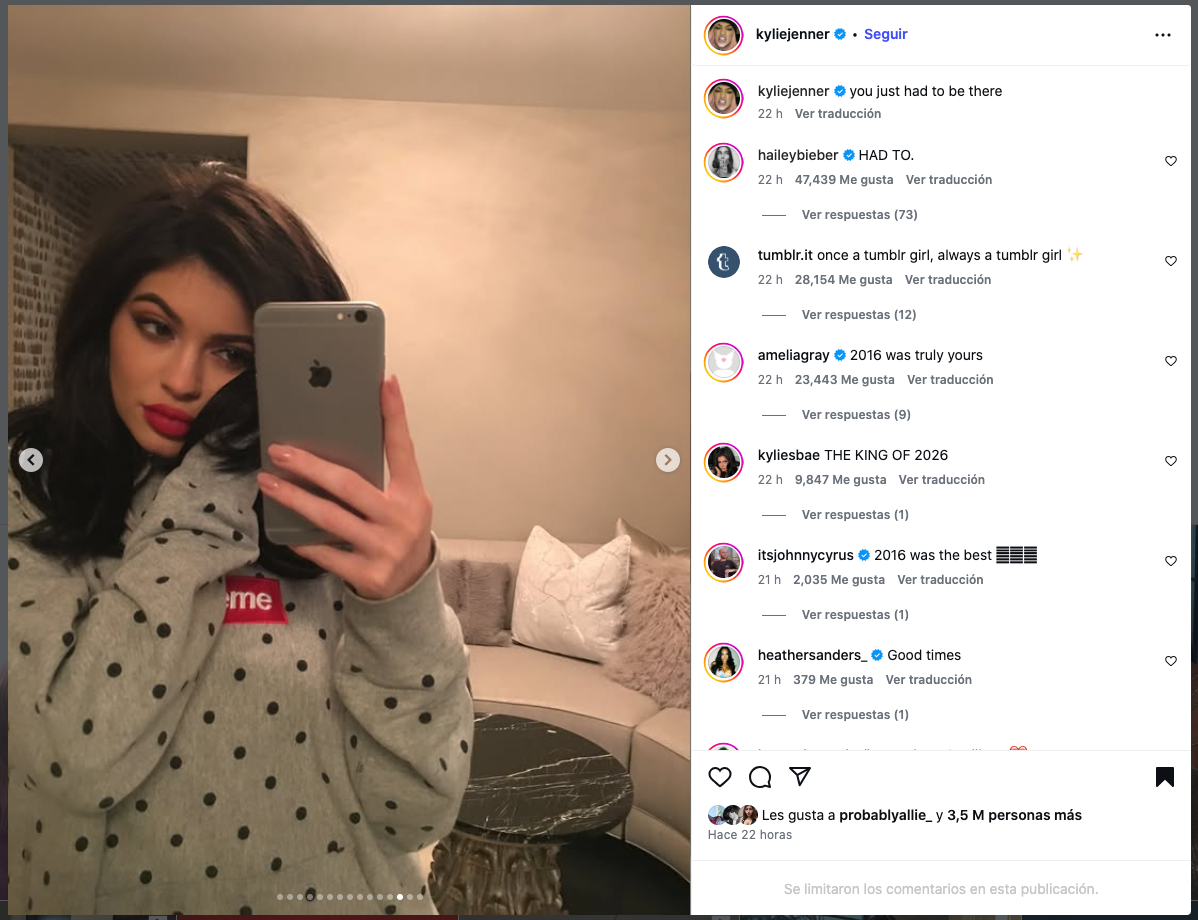 El 2016 no se fue: solo estaba esperando volver. (Créditos: @kyliejenner)