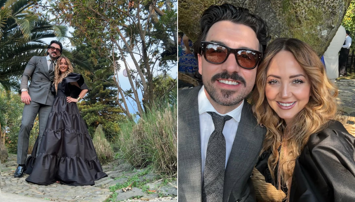 Andrea Legarreta y Luis Carlos Origel llamaron la atención al asistir juntos a la boda de Andrea González Carrillo en Tepoztlán (Crédito: @andrealegarreta)