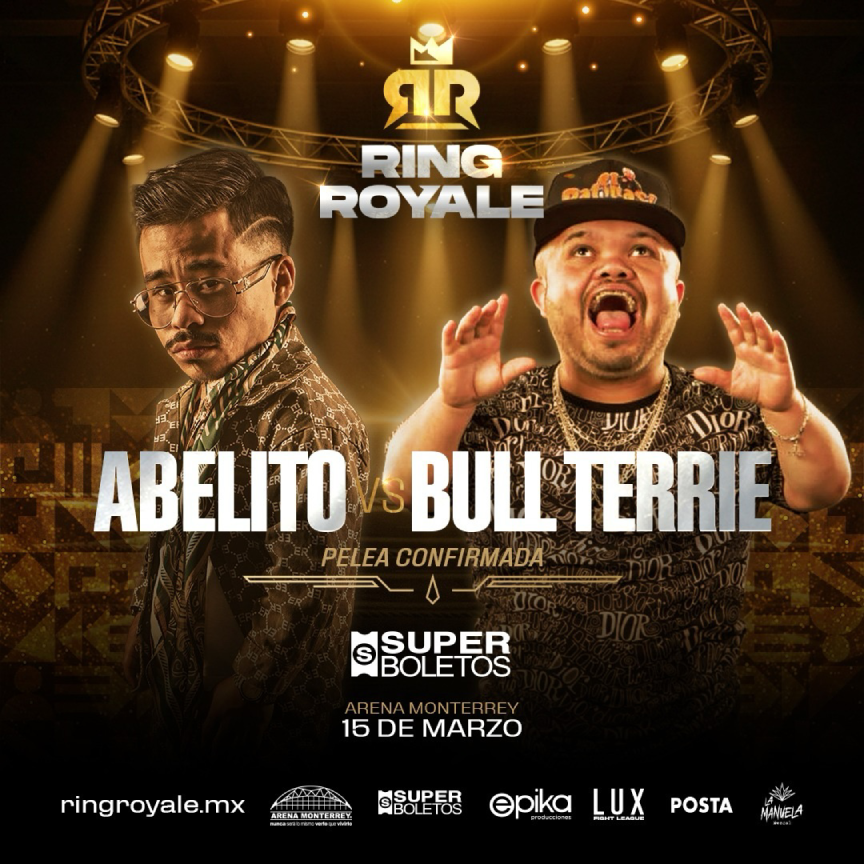 Abelito y Bull Terrie se enfrentarán en un combate cargado de personalidad, polémica y show dentro del evento (Crédito: @ringroyalefights)