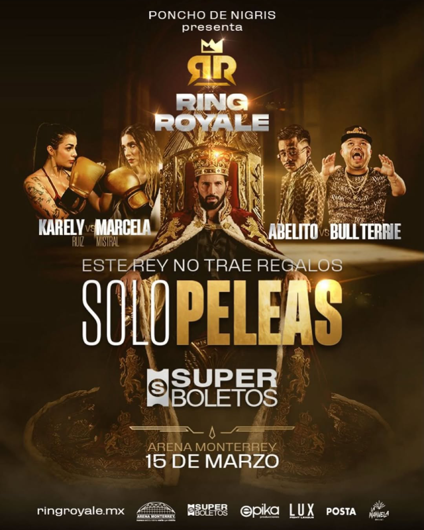 Ring Royale, el evento de Poncho de Nigris, combinará boxeo, música y show en una sola noche (Crédito: @ringroyalefights)