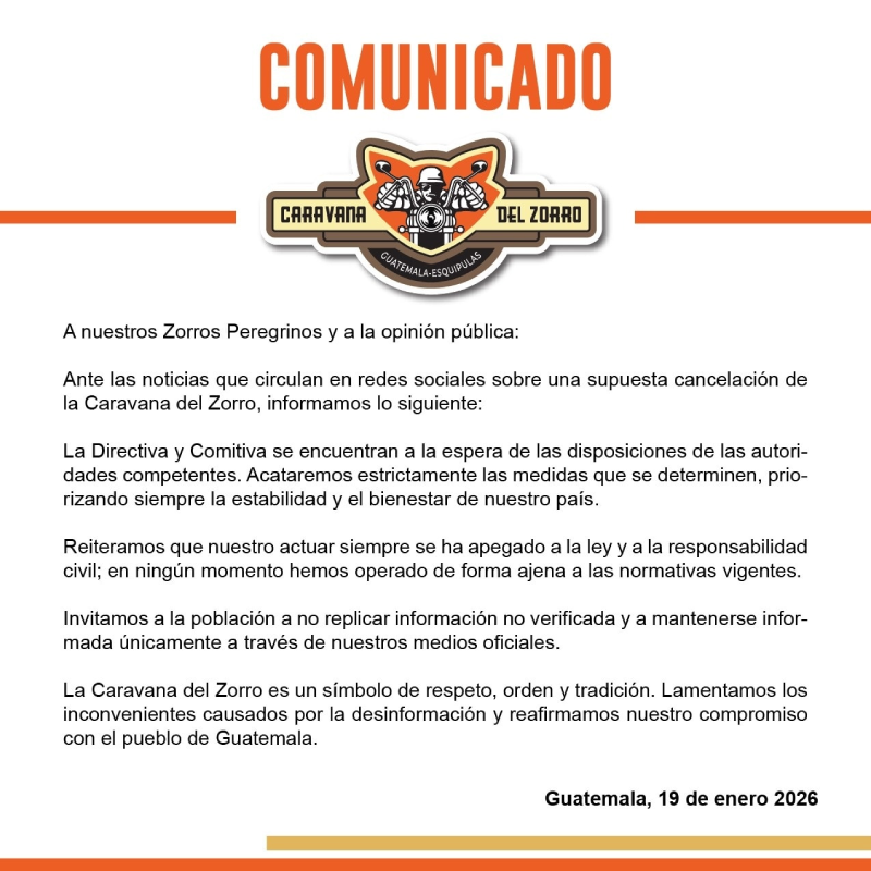 Rumores sobre la posible cancelación de la Caravana del Zorro 2026 generan dudas, mientras la organización aclara que espera disposiciones oficiales ante la situación del país (Crédito: Caravana del Zorro)